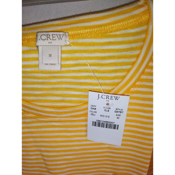 J.Crew Striped Yellow And White Tie-Waist Pocket Top Size Medium NWT - Picture 4 of 5
